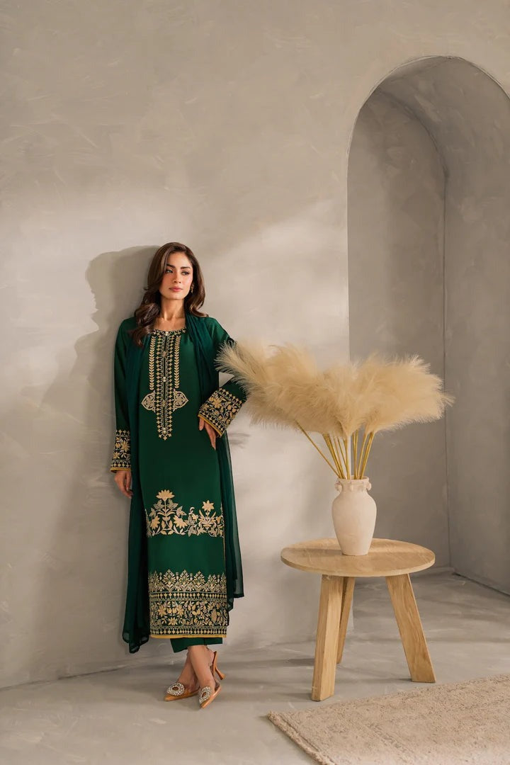 Elegant Premium Linen 3-Piece Embroidered Suit T