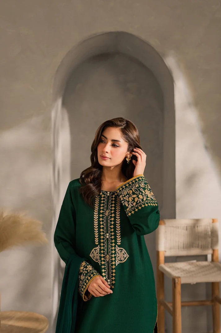 Elegant Premium Linen 3-Piece Embroidered Suit T