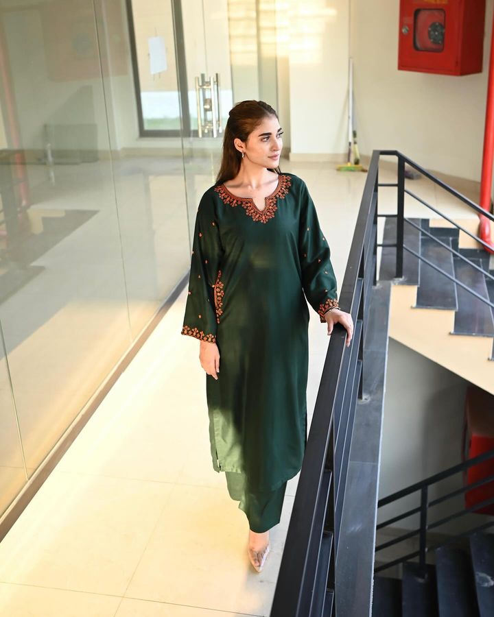 Dark Green 2 Piece Suit for Women (Stiched) T