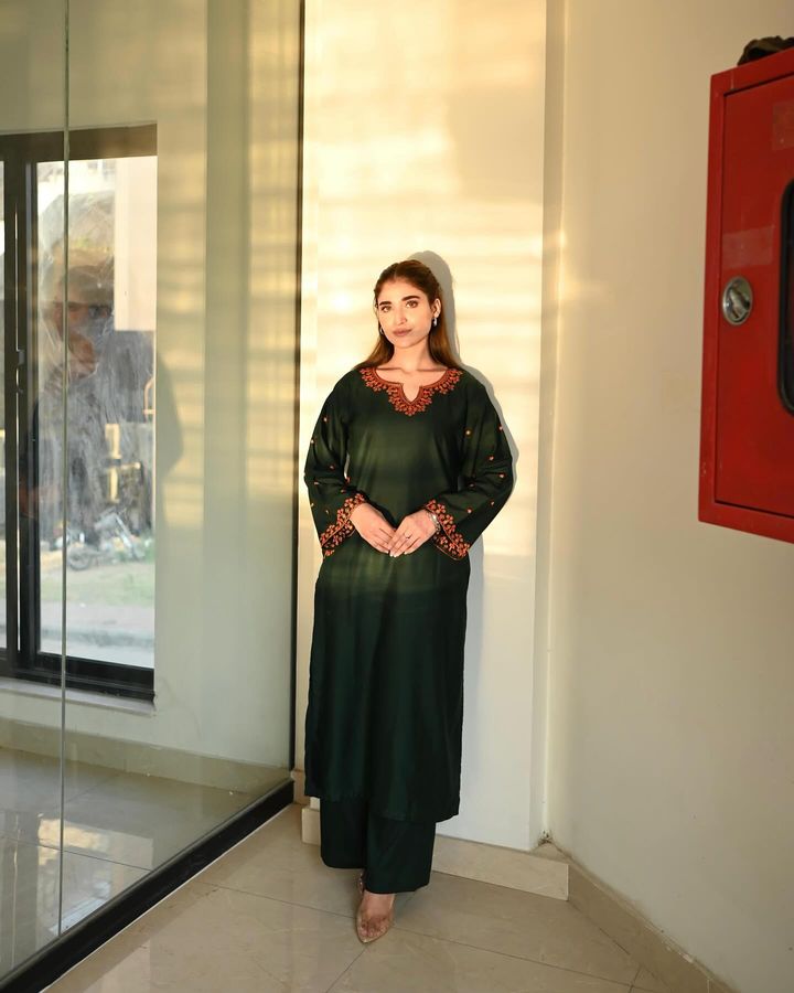 Dark Green 2 Piece Suit for Women (Stiched) T