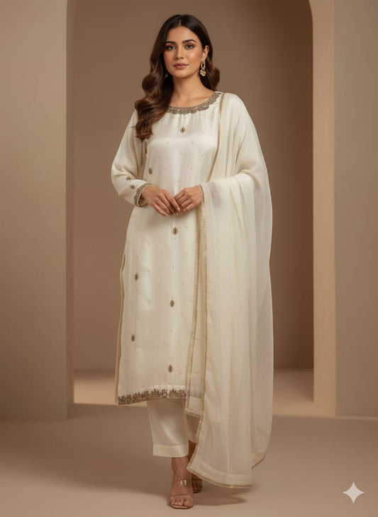 New Arrival | Sheesha Silk 3PC Suit with Handmade SS