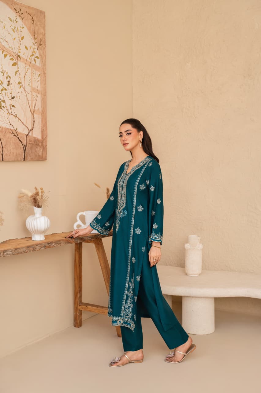 Emerald Grace Embroidery 2PC – Elegant Stitched Suit PL