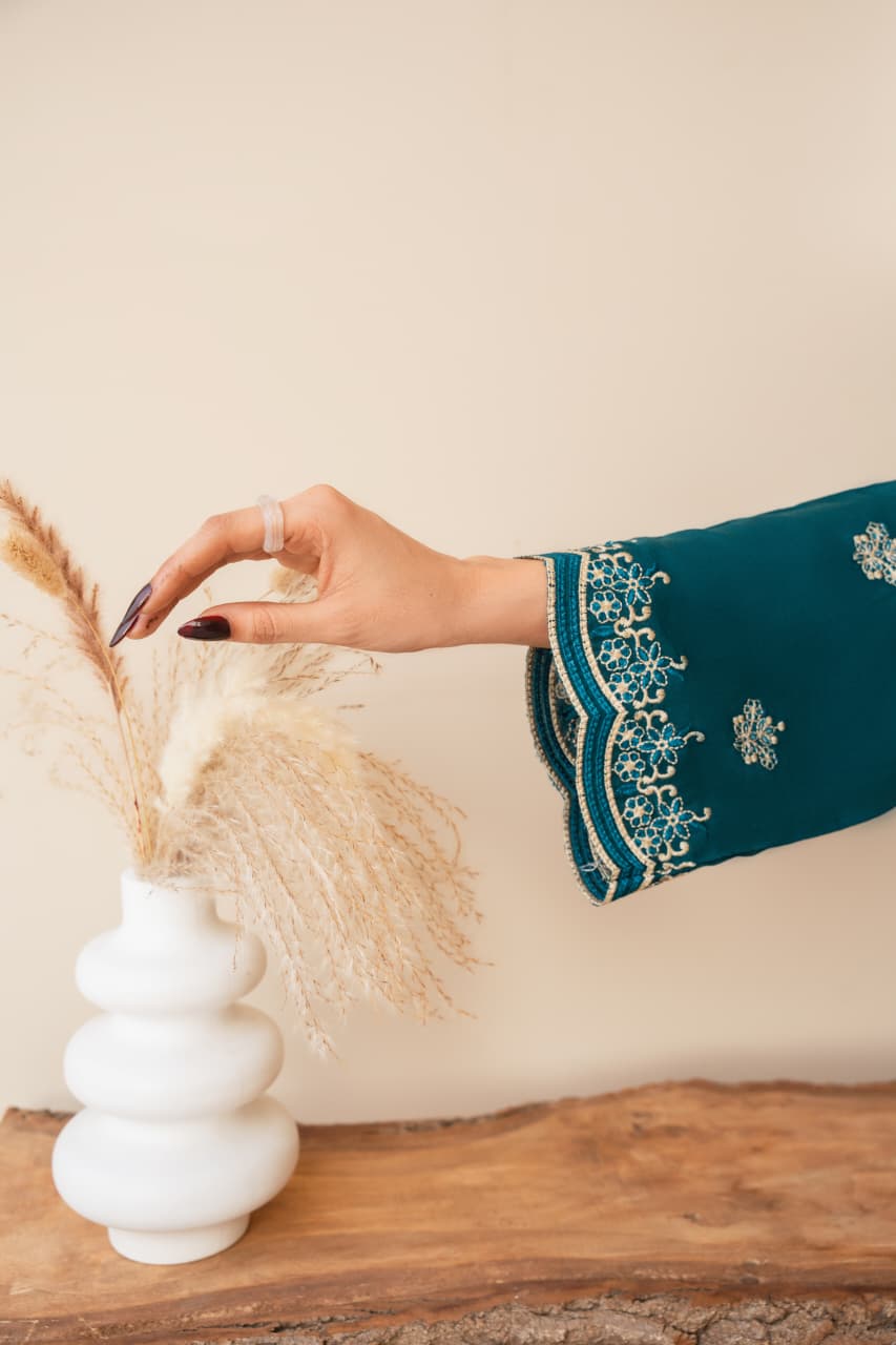 Emerald Grace Embroidery 2PC – Elegant Stitched Suit PL