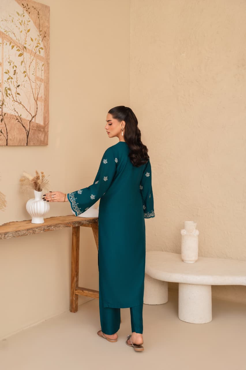 Emerald Grace Embroidery 2PC – Elegant Stitched Suit PL