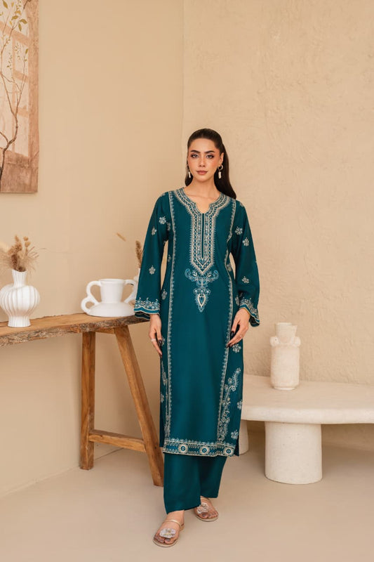 Emerald Grace Embroidery 2PC – Elegant Stitched Suit PL