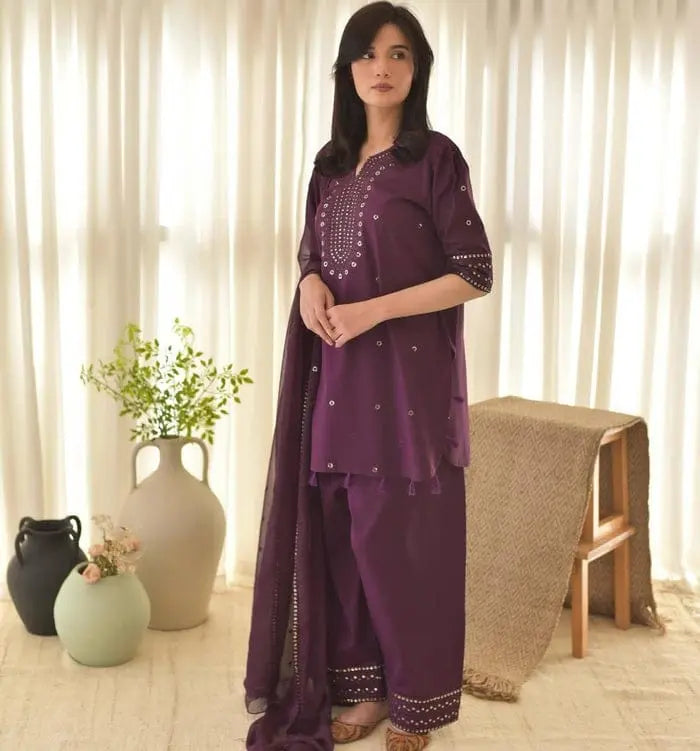 Purple Aura 3PC – Elegant Embroidered Women’s Suit AD