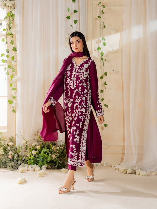 Abroo 3Pcs Embroidery – Elegant 3PC Set | Picnpay