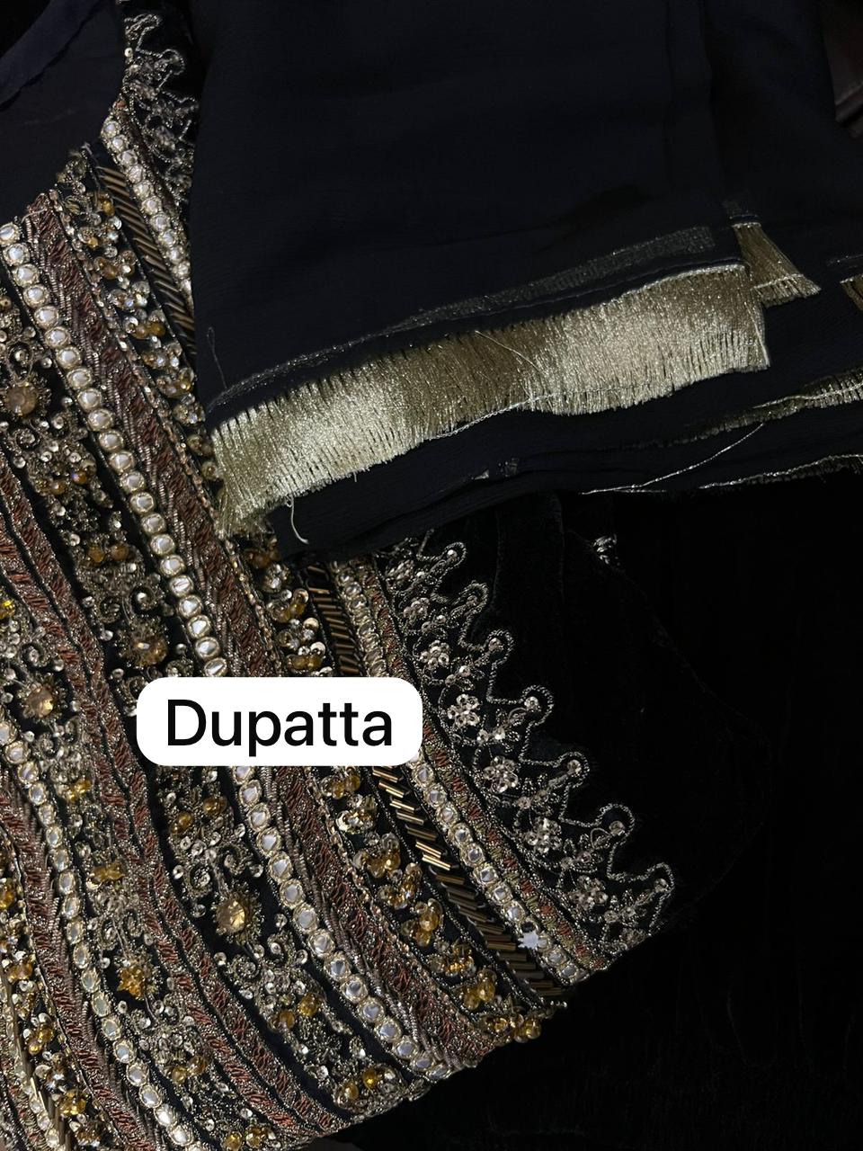 Velvet Embroidered Kaftan Long Shirt 3 Piece SS New Arrival