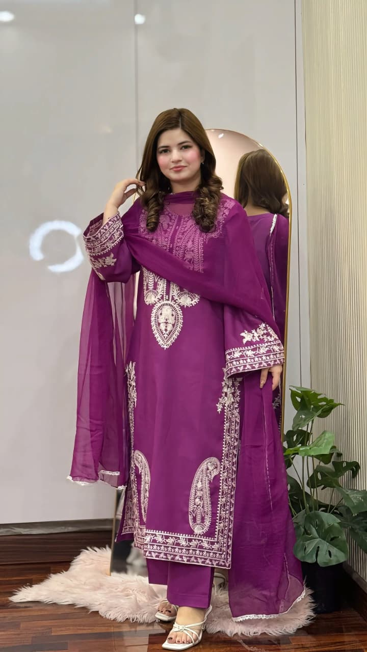 Alize 3Pcs Embroidery – Formal Wear | Picnpay