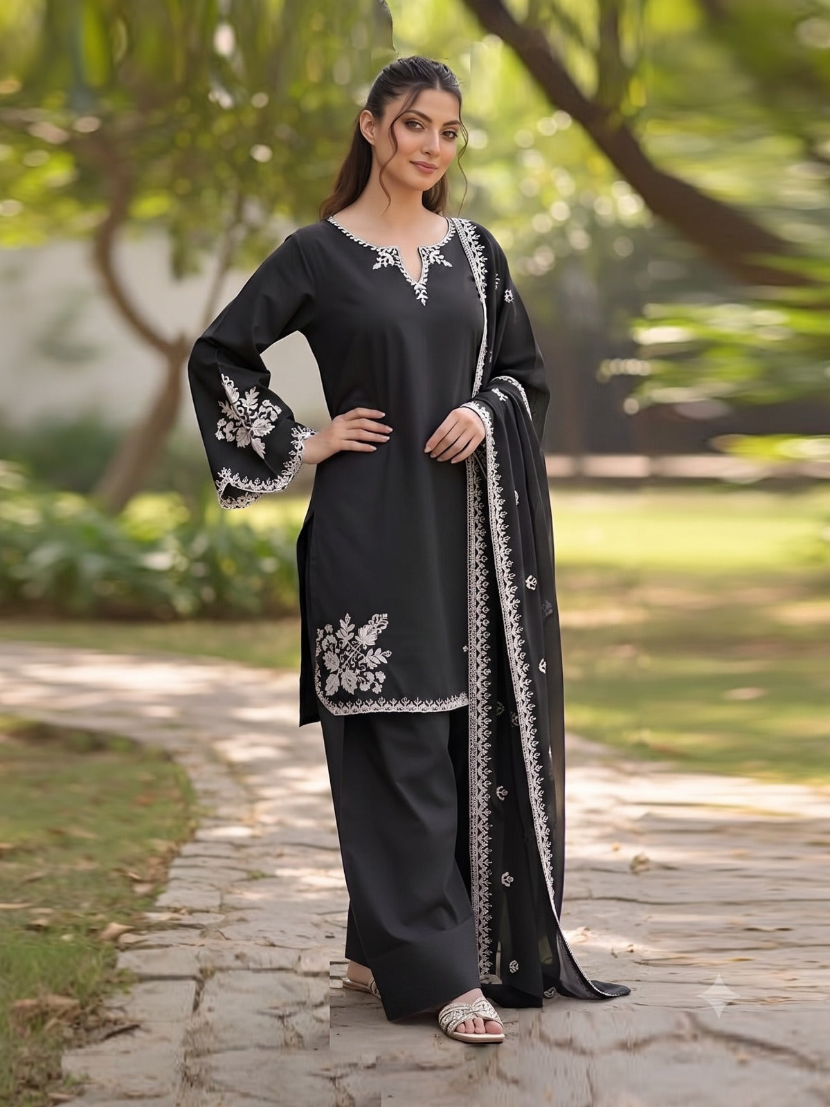 Zoha 3PC Women’s Embroidered Suit – Elegant 3 Piece Dress P