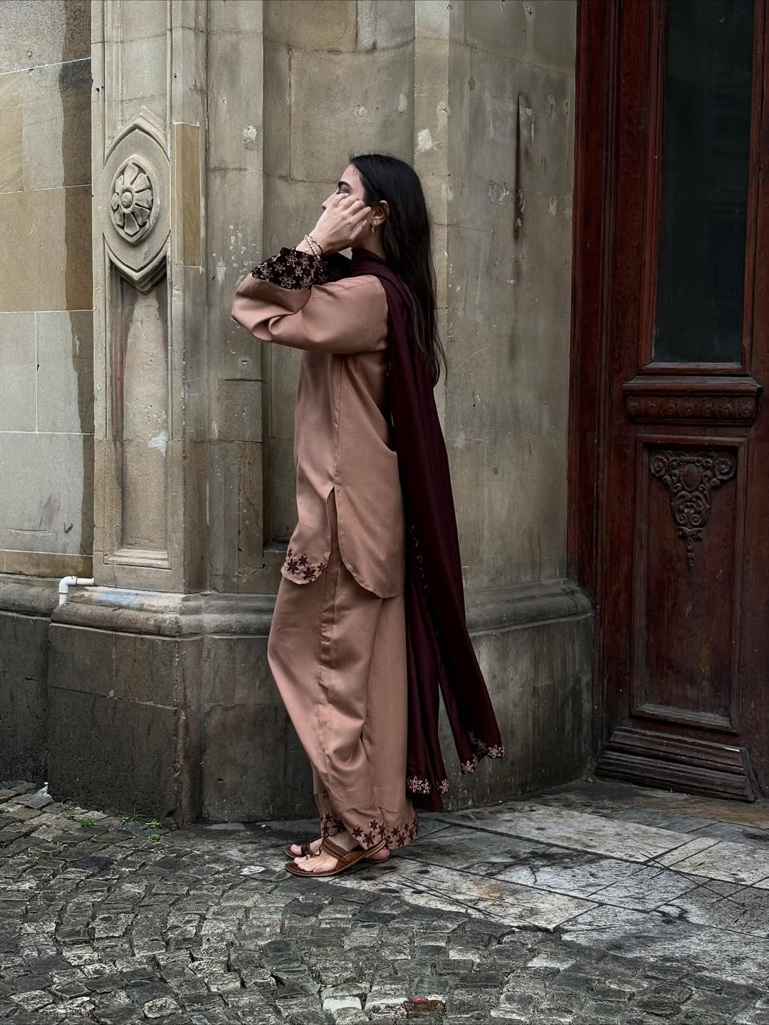 Luxury Caramel Emb 3PC Dress (Stitched) AD