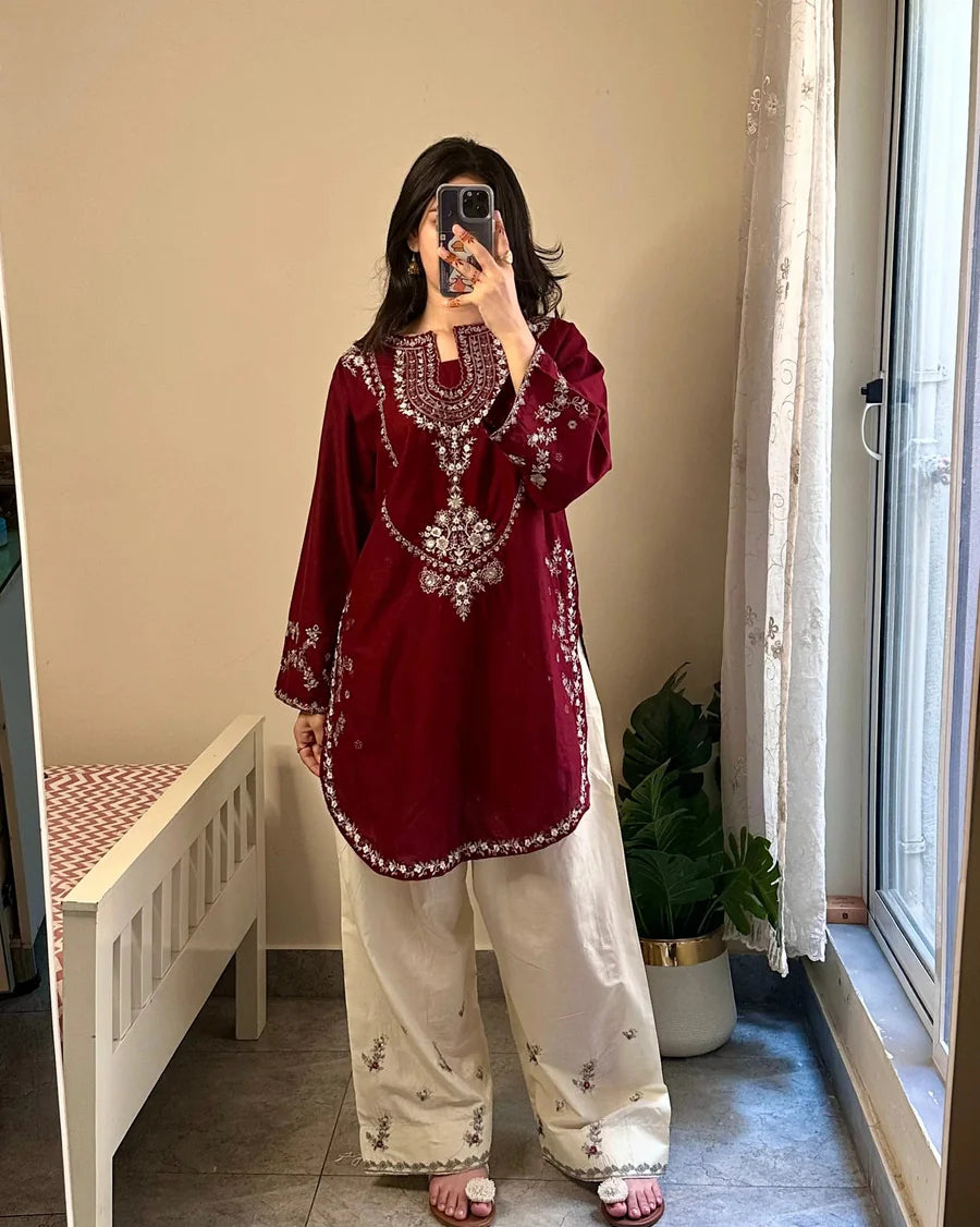Amara - Women's Embroidered 2PC Collection RED & Green AD
