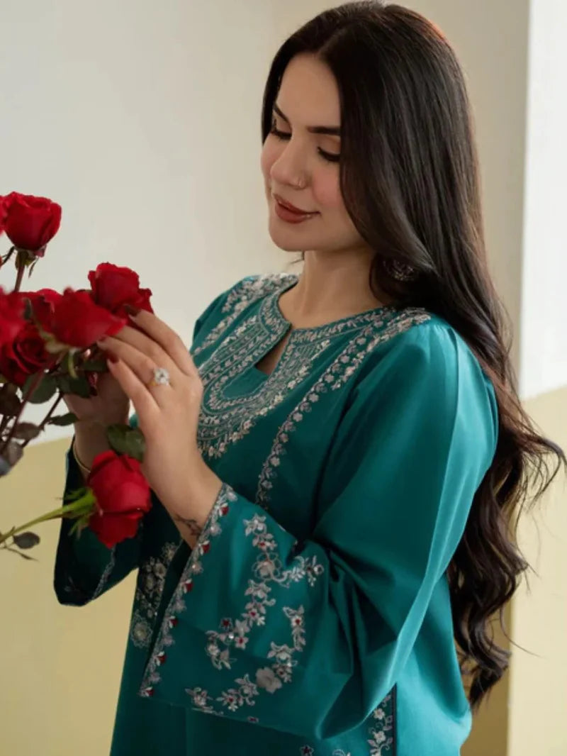 Amara - Women's Embroidered 2PC Collection RED & Green AD