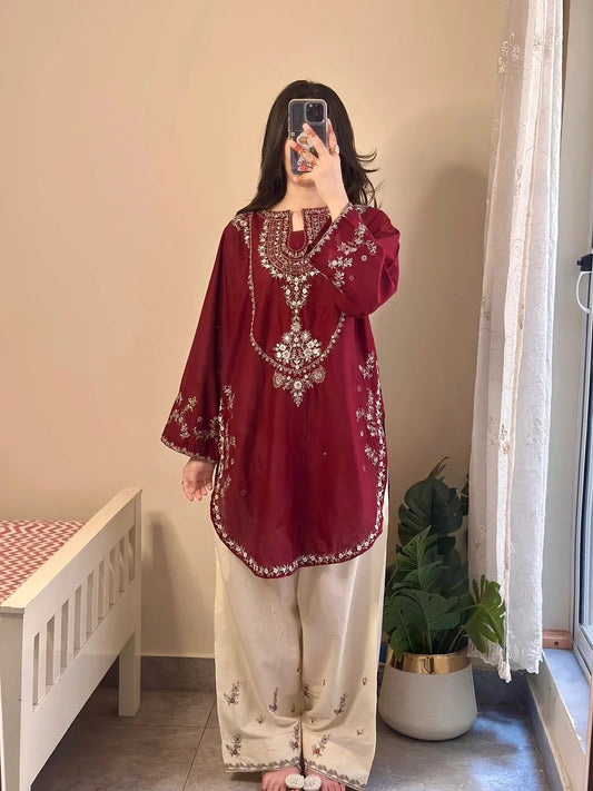 Amara - Women's Embroidered 2PC Collection RED & Green AD
