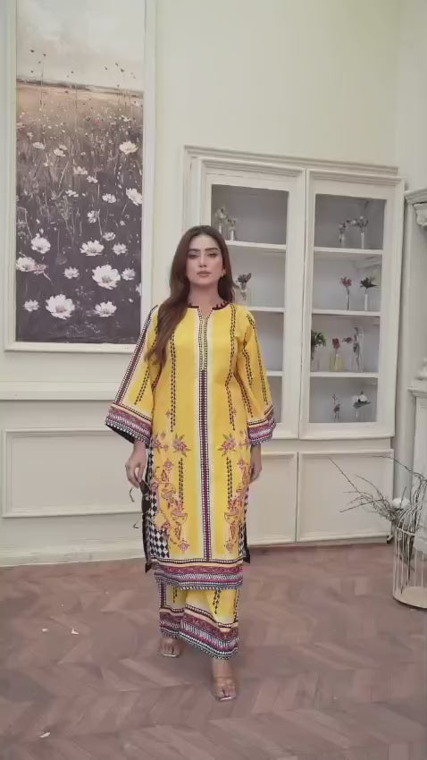 Leon 2-Piece Cotton  Long Shirt Set with Digital Printing